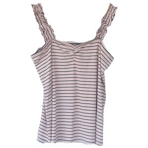 Eloquii 18/20 Pink Stripe Ruffle Tank Top VGUC